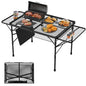 WildFinder Folding Table with 2 Wing Panels, 3x2 FT Camping Table with Mesh Desktop,Height Adjustable Folding Grill Table with Mesh Bag,Portable Outdoor Table for Picnic,Camping,BBQ,Beach(Black) - size: 3x2FT with 2 Panels