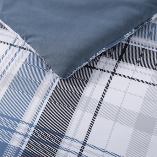 MaiRêve Twin XL Size Plaid Comforter Set Lake Blue, Classic 5 Pieces Farmhouse Bedding Set, All Season Lightweight Bed in A Bag with Sheets, Pillowcase & Sham - color: Lake Blue, size: Twin XL