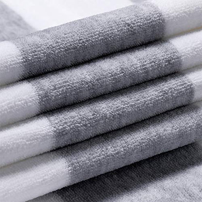 HENBAY Cotton Oversized Beach Towel - Large 70 x 35 Inch Pool Towel, Grey Striped Quick Dry Swimming Cabana Towel - color: Grey