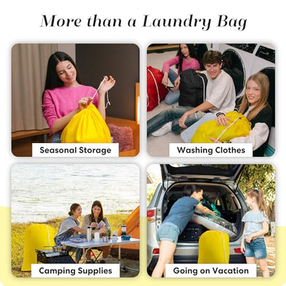 Nylon Laundry Bag - Locking Drawstring Closure and Machine Washable. These Bags will Fit a Laundry Basket or Hamper and Strong Enough to Carry up to Three Loads of Clothes. (Yellow) - color: Yellow, size: 22" x 32"