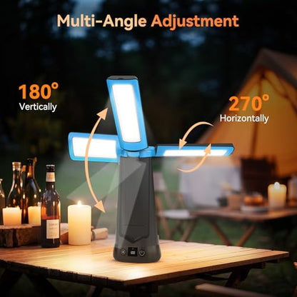Dimgogo15000mAh Rechargeable Camping Light, Portable LED Work Light | Standing Light with 7ft Max Height, 5500 Lumen 6500/4500/3500K Dimmable Emergency Flashlight , Detachable Tripod, Blue - color: Blue