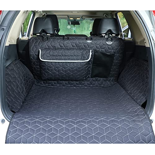 Meginc SUV Cargo Liner for Dogs,100% Waterproof Pet Trunk Car Seat Cover Mat with Bumper Flap Protector,Dog Protect Auto Carpet, Heavy Durable Pet Car Seat Protector for SUV CRV RAV4 Q5 CX5 - color: Cargo Liner-Black, size: Small-52"