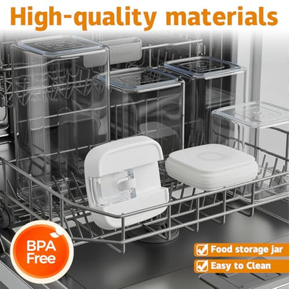 7-Piece Set of Airtight Food Storage Containers with Lids—Plastic Kitchen and Pantry Storage Jars, Ideal for Grains; BPA-Free Kitchen Storage Jars