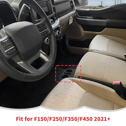 RT-TCZ Front Cup Holder Floor Console Mounted Drink Holder Front Seat Storage Box Tray Organizer for Ford F150/F250/F350/F450 2021-2025