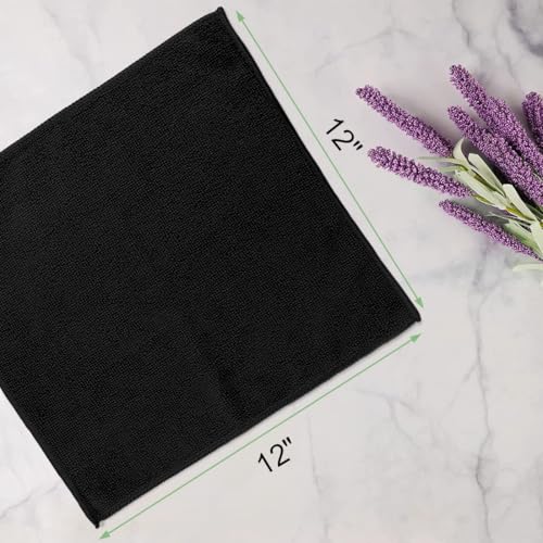 UNIMADE Washcloths - 20 Pack - Face Towels (12" x 12"), Highly Soft Wash Cloths and Hand Towels, Fast Drying Multi-Purpose Microfiber Cleansing Cloths for Bathroom, Hotel, Spa, and Salon - Black - color: Black, size: 20Pack