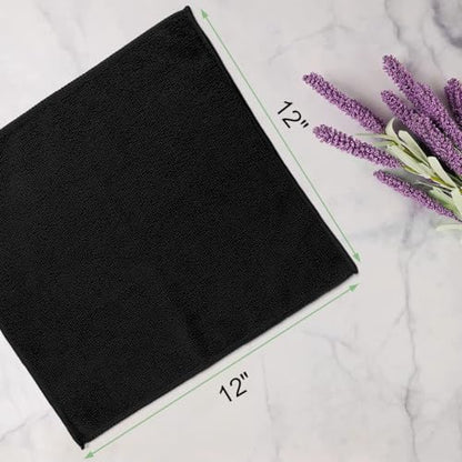 UNIMADE Washcloths Bulk - 100 Pack - Face Towels (12" x 12"), Highly Soft Wash Cloths and Hand Towels, Fast Drying Multi-Purpose Microfiber Cleansing Cloths for Bathroom, Hotel, Spa, and Salon - Black - color: Black, size: 100Pack