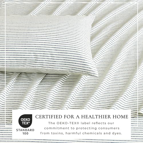 Great Bay Home Twin Size Stripe Microfiber Sheet Set - 3-Piece Ultra-Soft Bedding Sheets & Pillowcases - Wrinkle Free, Comfortable, All-Season Bed Sheets (Blue) - color: 06 Stripe - Blue, size: Twin