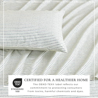 Great Bay Home Full Size Stripe Microfiber Sheet Set - 4-Piece Ultra-Soft Bedding Sheets & Pillowcases - Wrinkle Free, Comfortable, All-Season Bed Sheets (Blue) - color: 06 Stripe - Blue, size: Full
