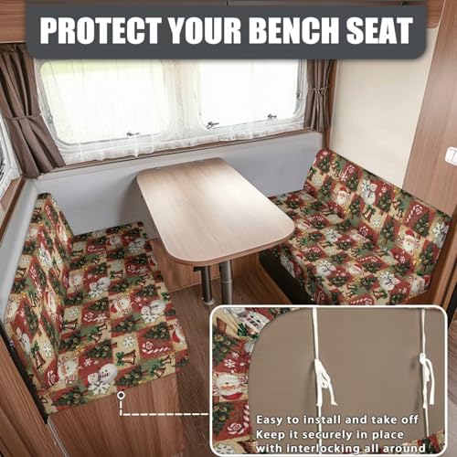 Xmas Buffalo Grid RV Dinette Cushion Covers Christmas Camper Cushion Slipcovers Sofa Furniture Covers for RV Camper Include 1 Bench Cover and 1 Backrest Cover Washable RV Accessories - color: Buffalo Grid