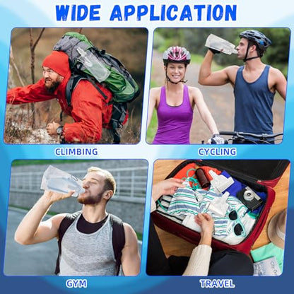 Teenyyou 24 Pack Collapsible Water Bottles Bulk 16oz Foldable Water Bottles with Carabiner Reusable Drinking Leak Proof Container Bags for Sport Biking Hiking Camping Travel Outdoor (Transparent) - color: Transparent