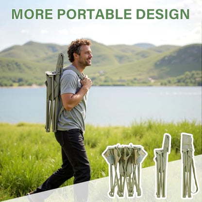 Camping Chair Set of 3, Outdoor Folding Camping Chairs for Heavy People with Cup Holder & Carry Bag,Collapsible Chair Include One Sofa Chair and Two Single Chair,Support up to 500lbs - color: Light Green-5pcs