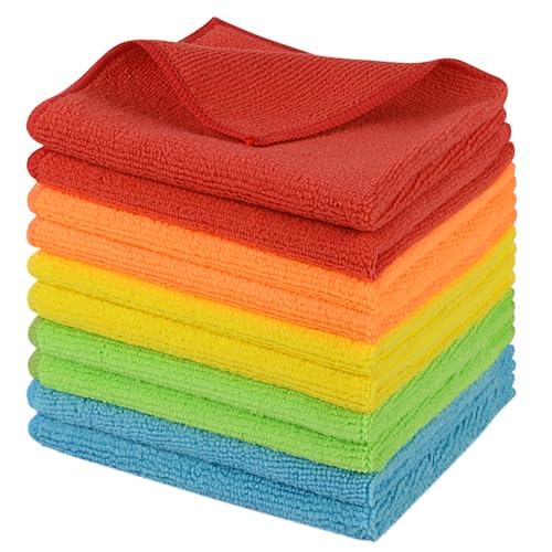 SINLAND Microfiber Dish Cloth for Washing Dishes Rags Best Kitchen Washcloth Cleaning Cloths Meshless Cloth 5 Color Assorted 12Inchx12Inch 10 Pack - color: Assorted Color-4, size: 12inchx12inch 10pack