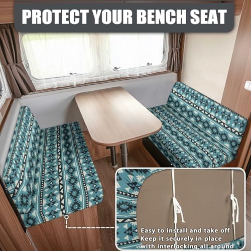 RV Dinette Cushion Covers Couch Cover for RV, Green Aztec Diamond Camper Sofa Replacement Camper Cushions for RV Camper Sofa RV Accessories Include 1 Bench Cover 1 Backrest Cover - color: Green Aztec Diamond