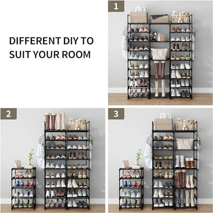 Kottwca 9-Tier Metal Shoe Rack Organizer for 50-55 Pairs - Space Saving Shoe Storage Shelf for Entryway, Closet, Bedroom, Hallway - size: 3 Row 9 Tier