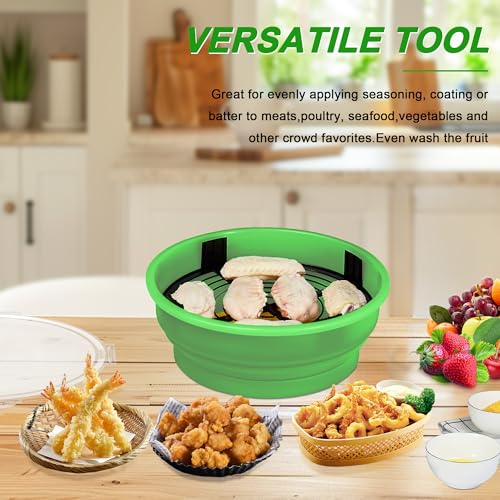 FJNATINH Collapsible Batter Bowl - Mess Free Better Breader Shaker Bowl with Lid Breading Shaker Container for Fried Fish, Fried Chicken, Onion Rings & More,No Leak,Easy to Store,Grass Green - color: Grass Green
