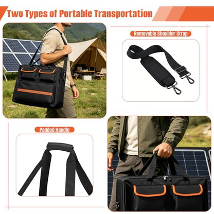 22"x4"x25" Solar Panel Travel Bag, 600D Waterproof Carrying Pocket Case, Solar Panel Storage Bag with Shoulder Strap Fit for Outdoor Camping Travel, Compatible with 100W /200W, with Shoulder Pads