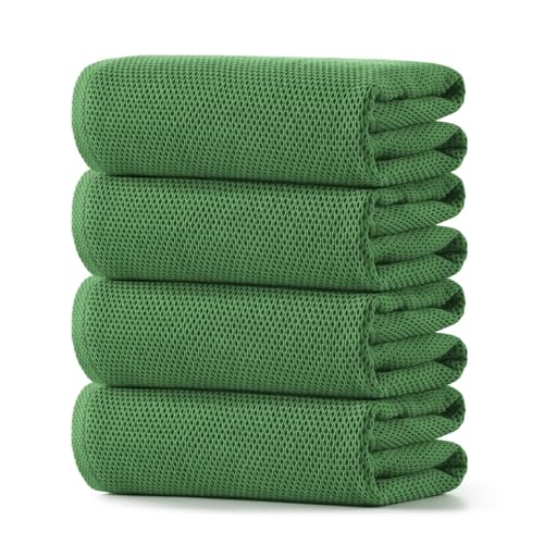 REDKISS 100% Cotton Waffle Weave Bath Towels 4 Piece - 27.5x55 Inches| Lightweight, Quick Dry & Highly Absorbent,Perfect for Spa, Gym, Travel, Guest Bathroom-Green - color: Green