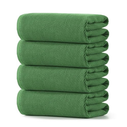 REDKISS 100% Cotton Waffle Weave Bath Towels 4 Piece - 27.5x55 Inches| Lightweight, Quick Dry & Highly Absorbent,Perfect for Spa, Gym, Travel, Guest Bathroom-Green - color: Green