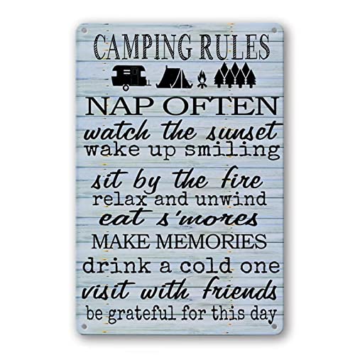 Camping Decor For Camper Camping Rules Sign Rv Decorations For Inside Retro Outdoor Bar Metal Signs Lake House Wall Decor Campers Camp Poster Accessories - color: Camper05