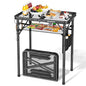 Folding Grill Table for Outside, 3 Height Adjustable Small Camping Table with Mesh Bag, Metal Aluminum Folding Table, 23.62 x 15.75 inches, Portable Grill Stand for Picnic, Camping, BBQ, Beach, Black - size: 23.62 x 15.75 x 27.56 inch