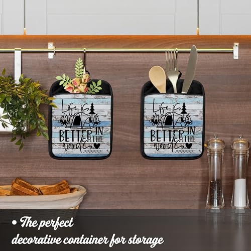 Hunting Gifts Pot Holders with Pockets, Cabin Gifts Life is Better in The Woods Pot Holders Heat Resistant Oven Mitts Hot Pads for Kitchen Baking Cooking,Potholders for Kitchens - color: Louyzhut-4