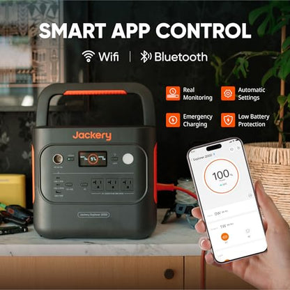 Jackery Explorer 2000 v2 Portable Power Station with Explorer 300, 2042Wh LiFePO4 Battery, 2200W Solar Generator, USB-C PD 100W Fast Charging for Camping, Home Use(Solar Panel Optional) - style: Explorer 2000 v2+ Explorer 300
