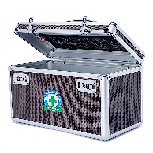 Lockable Medication Box with Portable Storage Case, Childproof Medicine Lock Organizer, Locked Empty First Aid Storage Case (Coffee/Large) - color: Coffee/Large