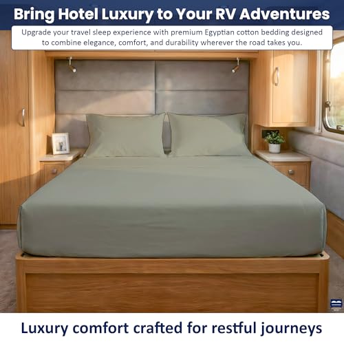 Cottingon 4 Piece RV King Sheets, 100% Extra Long Staple Premium Egyptian Cotton, Soft Camper King Bed Sheet Set, Fits Upto 15" Deep RV Bunk Mattress 72"X80", Light Grey - color: Light Grey Solid, size: RV King:72"x80"