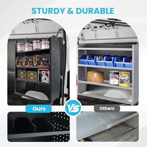 Cargo Van Shelving Storage System Low/Mid/High Roof Steel Van Shelves Fit for Ford Transit,GMC,NV,Chevy Express, Promaster,Sprinter and Metris,52" W x 46" H x 13" D - size: 52" W x 46" H x 13" D
