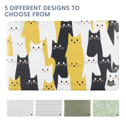 The Cat Ladies Cats Feeding Mat - Waterproof Dishwasher Safe Small Pet Eating Placemat - Cat Dog Food Mats for Food and Water Bowl - Protect Floors from Mess - Black & Yellow Cats - color: Black and Yellow Cats