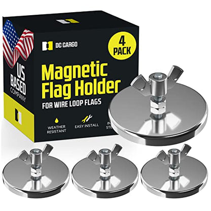 DC Cargo Flag Magnet for Trucks (4 Pack) Used for Mesh Safety Oversize Flag W/Wire Mount - Oversize Load Signs for Trucks - Mark Your Wide Load Signs for Trucks for Safely and Visibly - Magnet ONLY