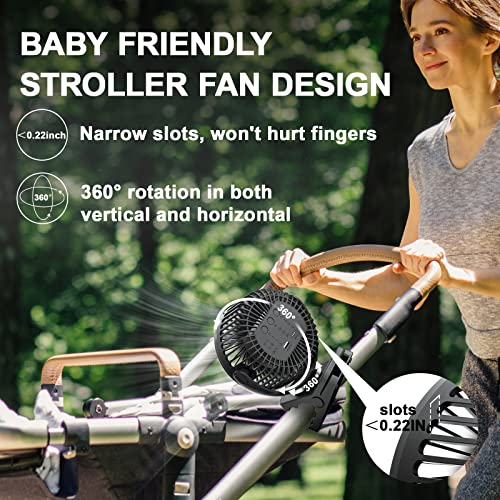 Portable Fan with Remote Control & Timer & LED Lights, 60hrs 12000mAh USB Rechargeable Battery，Clamp/Hanging/Stand Up, Small Clip on Fan for Baby Stroller, Bed, Desk, Camping Tent, Travel - size: 5 inch