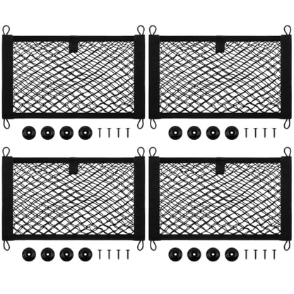 Frienda 2 Pcs Stretchable Small Cargo Net Pocket Boat Storage Mesh Net Elastic Automotive Storage Pouch with Mounting Screws and Hooks for Truck Car SUV Boats (17.7 x 9.8 Inches) - size: 17.7 x 9.8 Inches