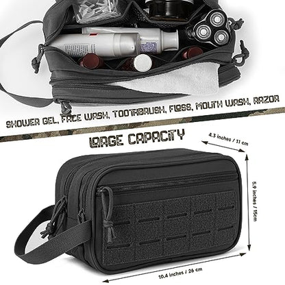 QT&QY Tactical Toiletry Bag For Men Hygiene Bag EDC Military Tool Molle Pouches Small Dopp Kit Mens Shaving Kit Travel shower Bags - color: 1 US Black