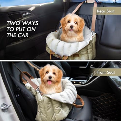 ClevaHome Small Dog Car Seat & Travel Carrier & Pet Bed, Non-Slip Booster Seat for Dogs up to 10lbs, Fashionable Pet Carrier Bag for Indoor and Outdoor - style: Polyester
