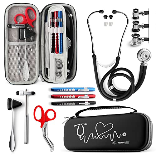 Primacare KB-9397-BK Stethoscope Case, Supplies Included, Black with Multiple Compartments, Portable and Lightweight First Aid Kit Bag with Vital Medical Supplies, Nursing Accessories for Nurses - color: Black