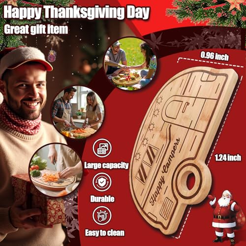Large Camper Cutting Board, Wood Cutting Board For Kitchen Serving tray and Chopping Board, Unique RV Gifts kitchen Essentials for Women, Bamboo Camping Gifts for Women for Holiday Camping Gift - style: Large RV