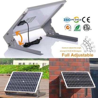 SUNER POWER 24V 20W Solar Battery Charger Maintainer, Built-in Ultra Smart MPPT Charge Controller, Waterproof 20 Watt Solar Panel Trickle Charging Kit for 24Volt AGM, Lead-Acid, Lifepo4 Battery - size: 20W-24V Ultra + Mounting Brackets