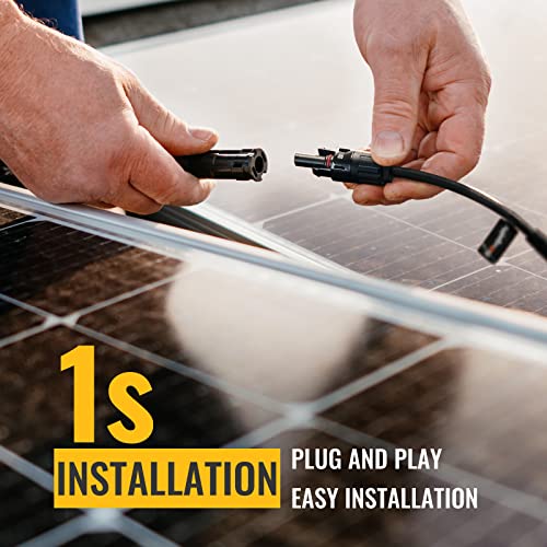 BougeRV Solar Y Connector Solar Panel Parallel Connectors Extra Long 1 to 5 Solar Branch PV Adapter Cable Wire Plug Tool Kit (M/FFFFF and F/Mmmmm) - size: 1 Pair/M/FFFFF and F/MMMMM