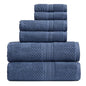 Springtree Home 100% Cotton Bathroom Towel Set | 6 Piece Set - Blue Towels | Geometric Textured Design | Absorbent & Quick-Dry | Oeko-TEX® Standard 100 Cotton | Myla Collection - Indigo - color: Indigo, size: 6 Piece Set