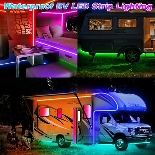 40FT RV Awning LED Light Strip, Camper Awning Lights Waterproof Underglow Led Light kit for RV Canopy Exterior, Travel Party, Van, Camper - size: 40FT