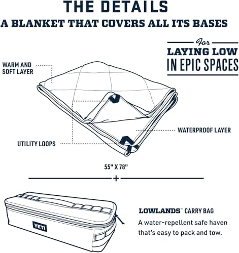 YETI Lowlands Blanket, Multi-Use Blanket with Travel Bag - color: Seafoam