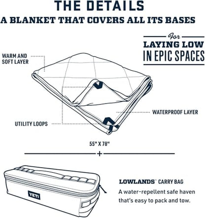YETI Lowlands Blanket, Multi-Use Blanket with Travel Bag - color: Seafoam