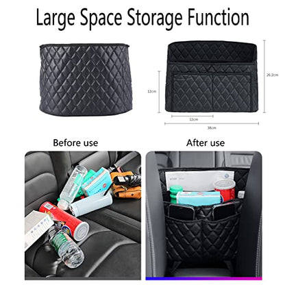 Car Pocket Handbag Holder - Leather Seat Back Organizer Barrier for Backseat Pet, Kids - Black - color: Upgraded Black