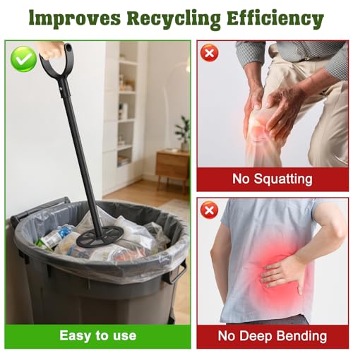 Manual Trash Compactor for Kitchen, 25.5 inch Metal Trash Can Compressor | Trash Can Compactor for Home Bins, Waste Compressor with Touchless Smasher Outdoor Garbage Tamper Tool -Saves Bags/Can Space