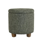 HomePop 18.5" Round Storage Ottoman with Nailheads - Green Clover Fabric - color: Green Clover Fabric