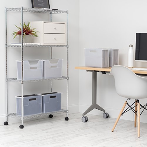 IRIS USA Medium Portable Desktop File Box with Open Lid, 6 Pack, Side Handles, Hanging File Folders, Tabs & Inserts, Letter Size, Magazines, Newspapers, Mail, Books, Notebooks, Clear - size: 6 - Pack, style: Open Top Bin (M - Clear)