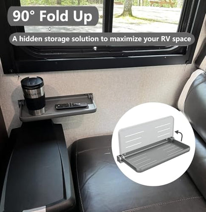 Aluminum RV Folding Wall Shelves 12 Inch Collapsible Fold Down Bookshelf for Camper - Small Foldable Trailer Interior Hidden Bedside Storage Rack 2 Pack - size: 2 Pack