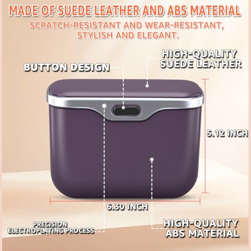 HOLDCY Car Trash Can, Waterproof Multi‑Functional Auto Trash Bin for Door/Console/Seat Back, Universal Vehicle Garbage Can for Car/Truck/SUV Drivers (Purple) - color: Purple