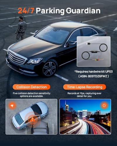 70mai 4K Dash Cam Front and Rear, Built in Wi-Fi 6 & GPS Car Camera, Super Night Vision, ADAS, 3'' IPS Screen, 24H Parking Mode, Time-Lapse, Loop Recording, with 128GB Card (A800SE) (Pack of 2) - size: A800SE-1 (Pack of 2)